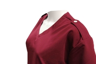 155 GSM Polyester 65% / Cotton 35% Women V Neck Short Sleeves Dull Red Medical Scrubs Antimicrobial